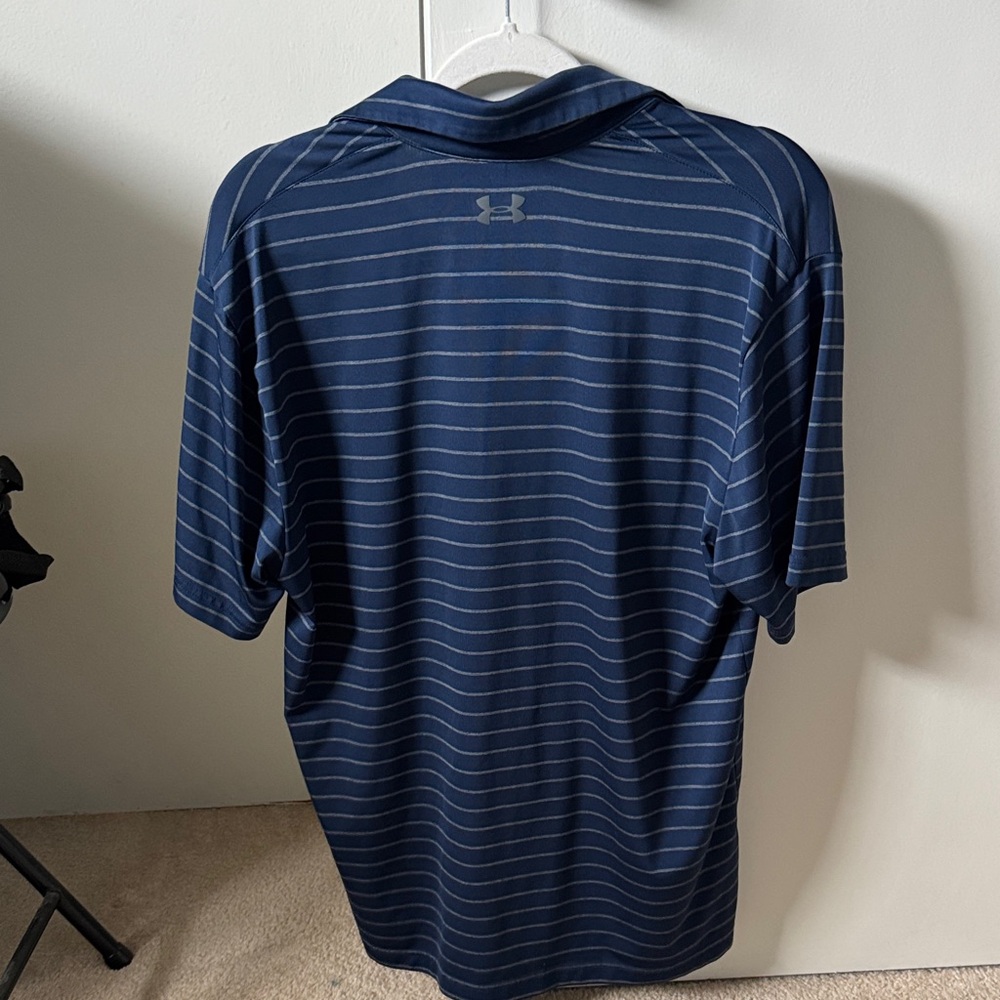 Under Armour Men's Blue Striped Performance Polo Shirt - Picture 3 of 3